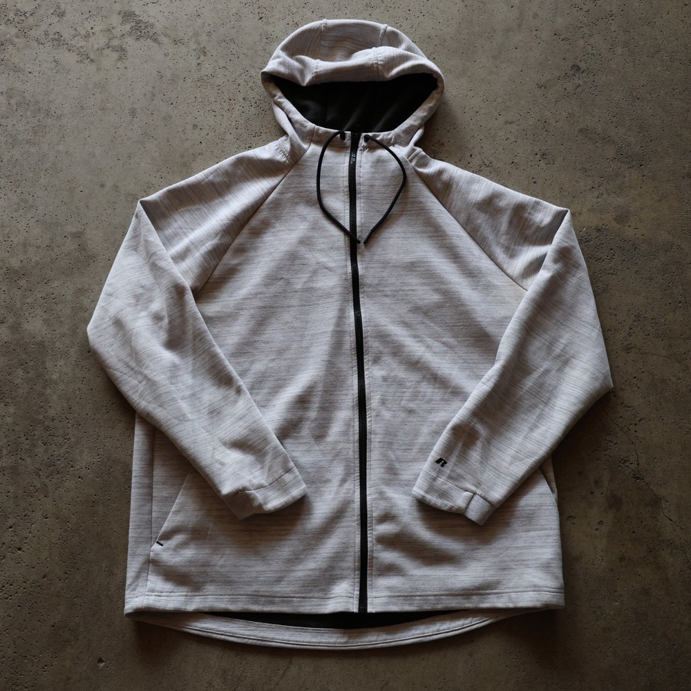 Russell Fusion Knit Full Zip Hoodie Jacket Mens Size Large Heather Gray Athletic